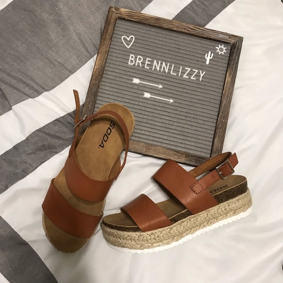 New! Sandals Wedges Tan 2 Strap 2" Heel Espadrille - Picture 5 of 7